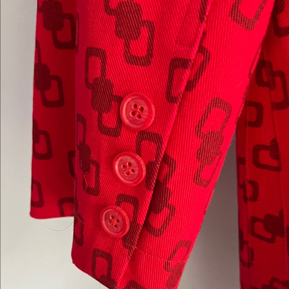 Essentials Red Patterned Trench Coat - image 8